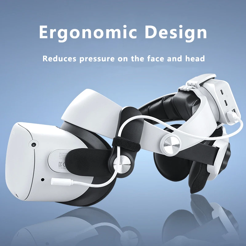 Head Strap for Mate Oculus Quest 2 with Power Bank Holder Clip Elite Strap Adjustable Powerbank Fixing Bracket Comfortable in VR