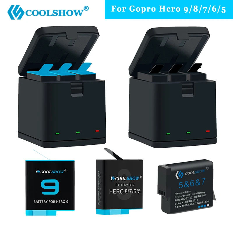 

Original COOLSHOW for GoPro Hero 9 10 Battery 1800mah / for GoPro Hero 8 7 6 5 Battery Action Camera bateria