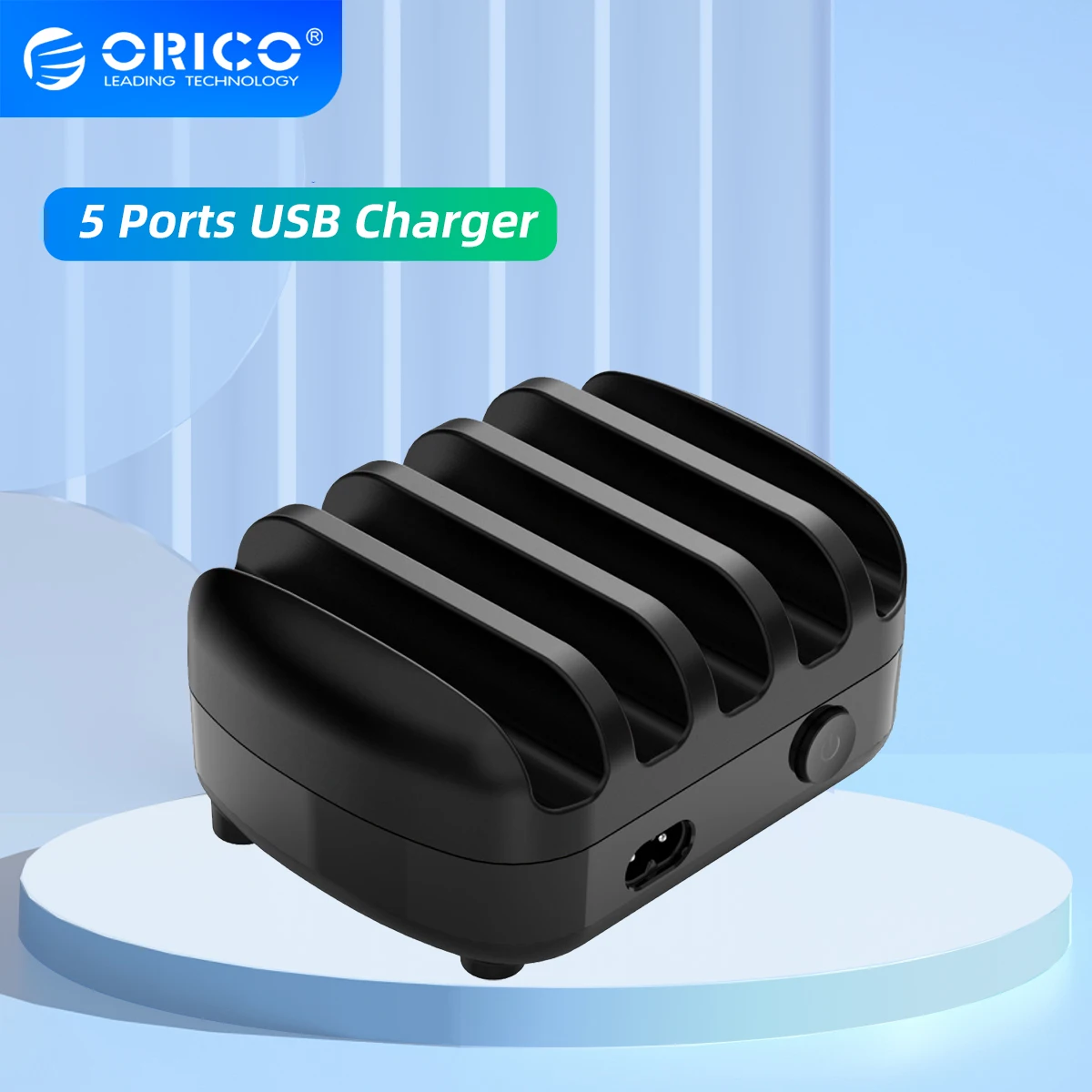ORICO 5 Ports USB Charger Station Docking with Holder 40W 5V2.4A Charging Free USB Cable for iphone Samsung Xiaomi PC Tablet