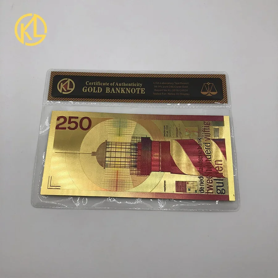 10 шт. цветные золотые банкноты Нидерланды 250 искусственные деньги для коллекции