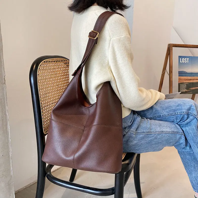 French Capacity Bag Women 2023 New Trendy Fashion Soft Surface Casual Fashion One Shoulder Women Underarm Bucket Bag Tote Bags