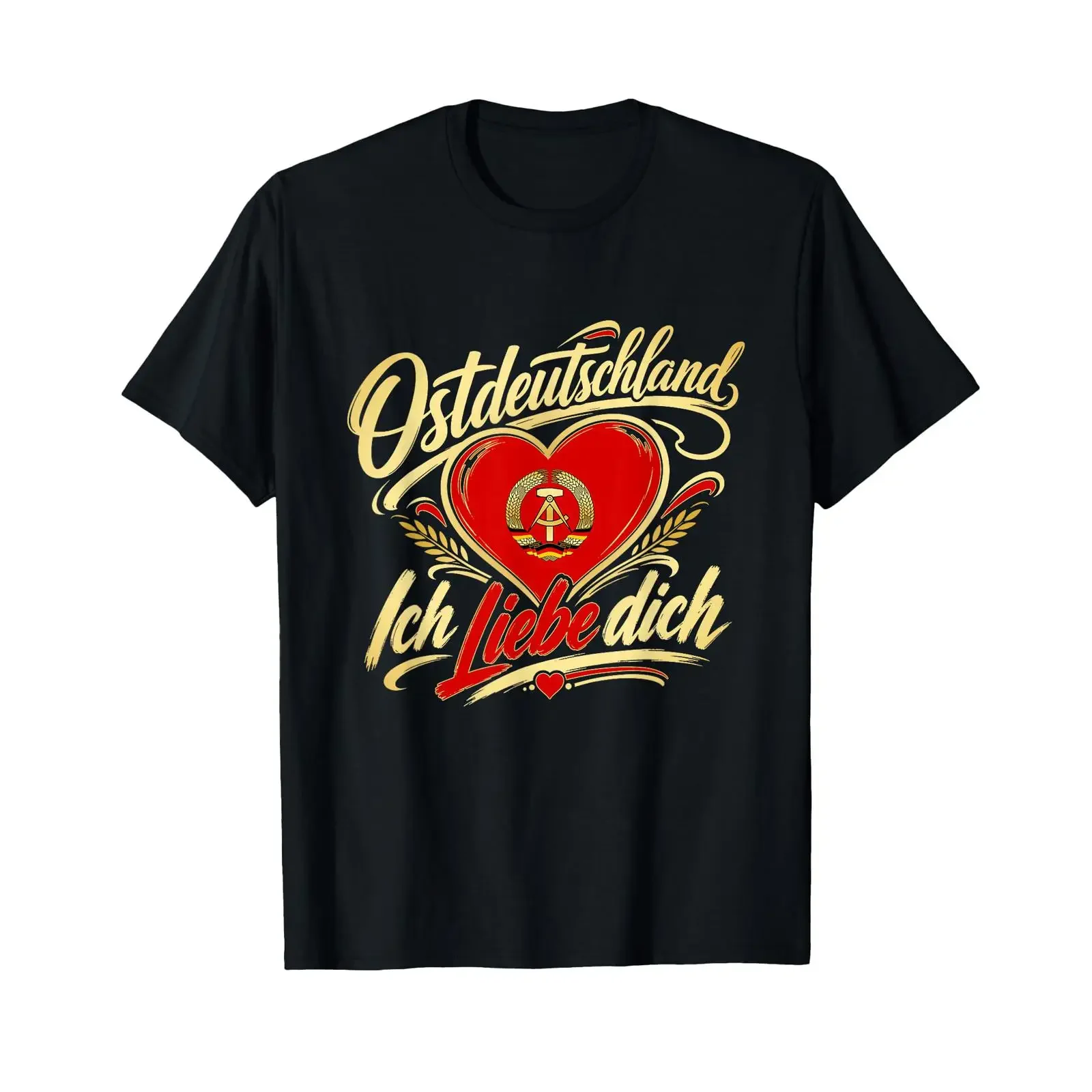 Фото Футболка Ostdeutschland Ich Liebe Dich Heimatland DDR Ossi, винтажная, с эффектом потертости, мужская, повседневная, дизайнерская одежда, слегка дышащая №1