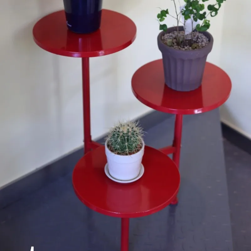 Многоярусный боковой столик Mooli угловой простой красный допаминовый