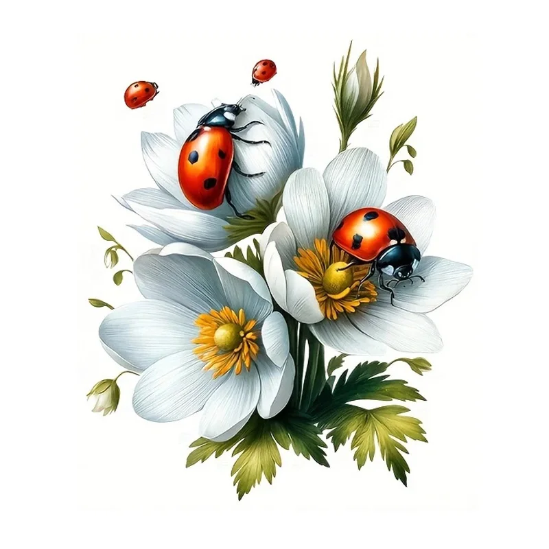 

Наклейка на крышку унитаза с цветочной божьей коровкой