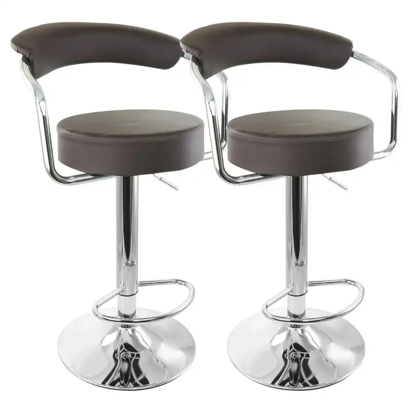 

Piece Faux Leather Retro Adjustable Stool in with Chrome Handles and Base