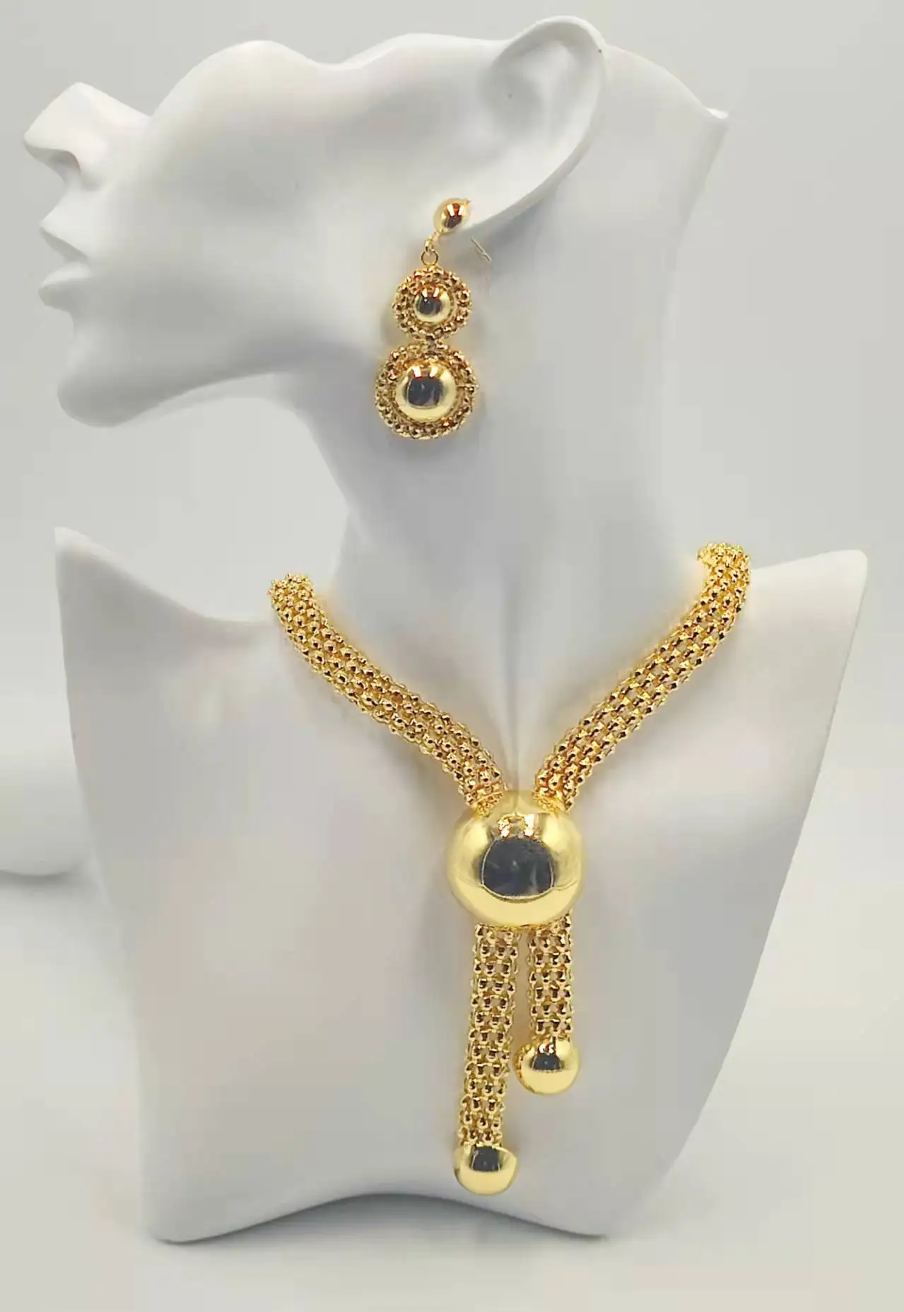 

Ethiopian Dubai 24K Luxury Gold Jewelry Set Necklace Necklace Earrings Ring For Women's Party Wedding Indian African Jewelry