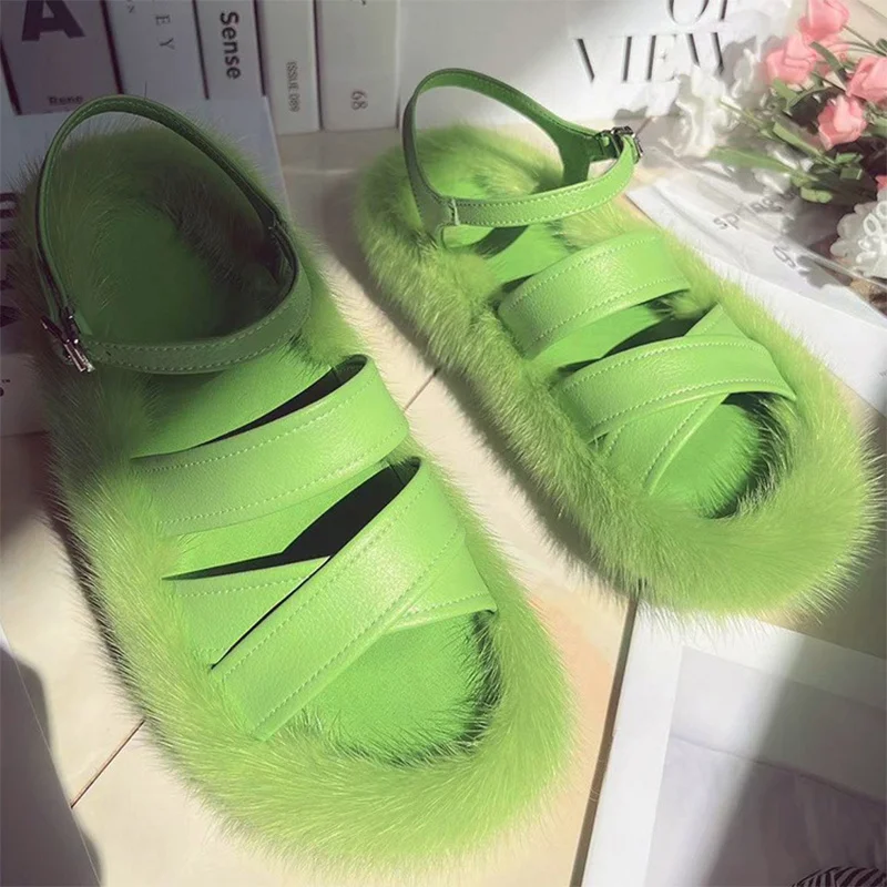 Европейская станция новые женские высококачественные Шлепанцы из меха норки