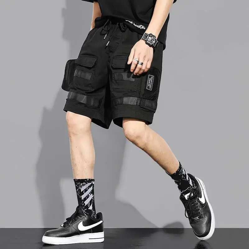 

Newest Mens Shorts White Black Men Clothing Outdoor Jogger Running Shorts Goth Style Hip Hop Streetwear Techwear Sweatpants