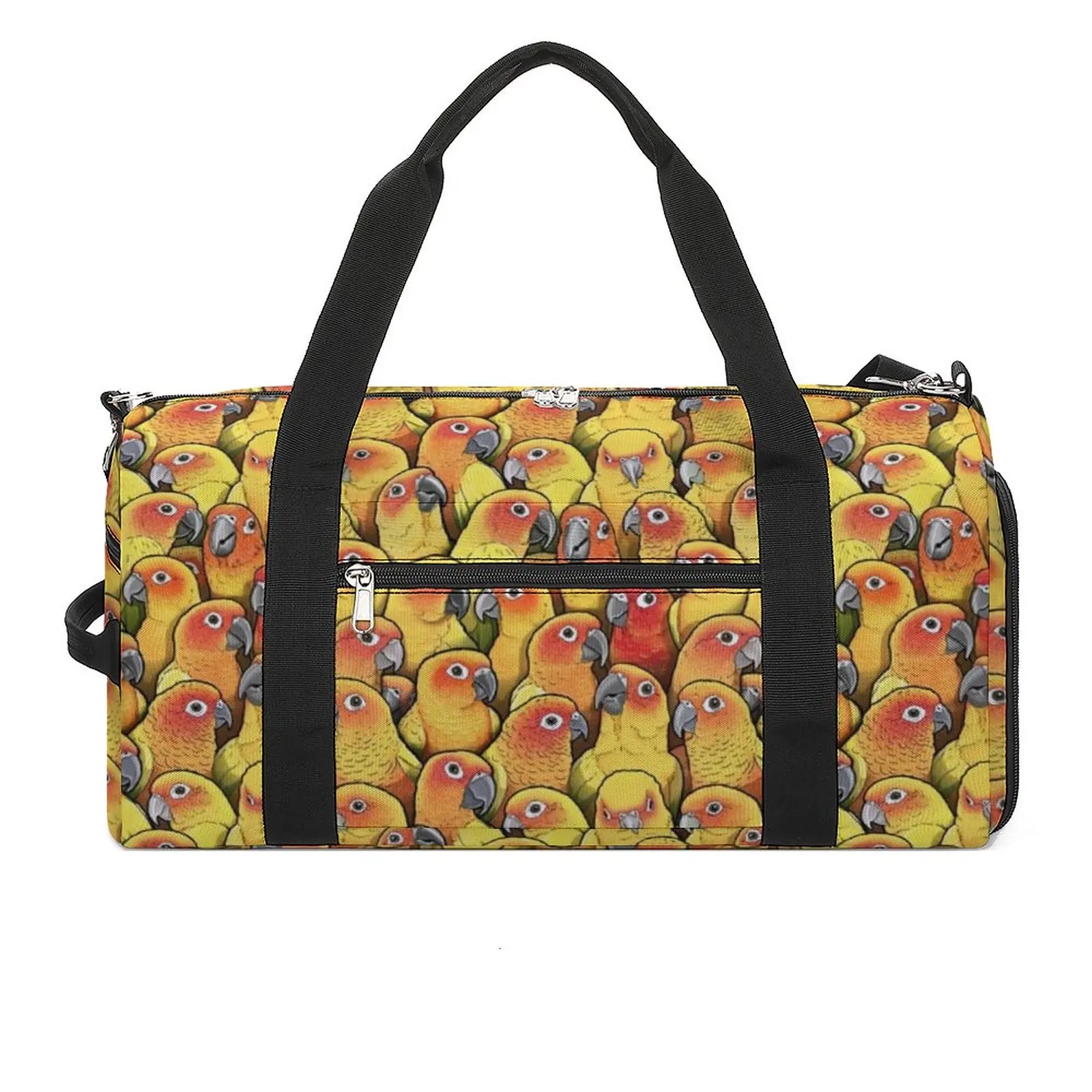 

Yellow Parrot Sports Bag Sun Conures Print Male Female Travel Gym Bags Gym Accessories Fitness Handbags