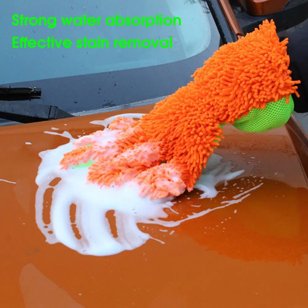 

1Pc Useful Car Wash Glove Effortless Car Washing Glove Double-sided Universal Chenille Auto Wash Glove Maintenance