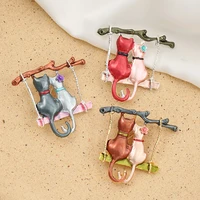 new oil dripping cat brooch womens exquisite suit corsage pin silk scarf buckle alloy animal brooches couple accessories