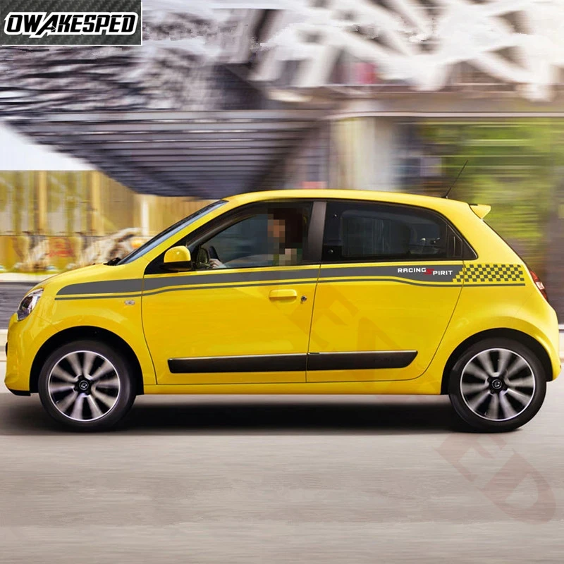 Фото Набор виниловых наклеек для автомобиля Renault Twingo Fit 4-дверный, декоративные полосы на кузов, спортивные наклейки на боковые линии кузова №2