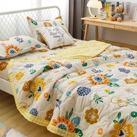 flower print summer breathable cool quilt blanket mechanical wash air conditioner quilts soft comfortable thin comforter 150x200