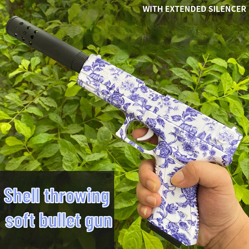 

Glock Pistol Soft Bullet Toy Guns Shell Ejected Foam Darts Gel Blaster Manual Airsoft Weapon Gun With Silencer For Kids Adults
