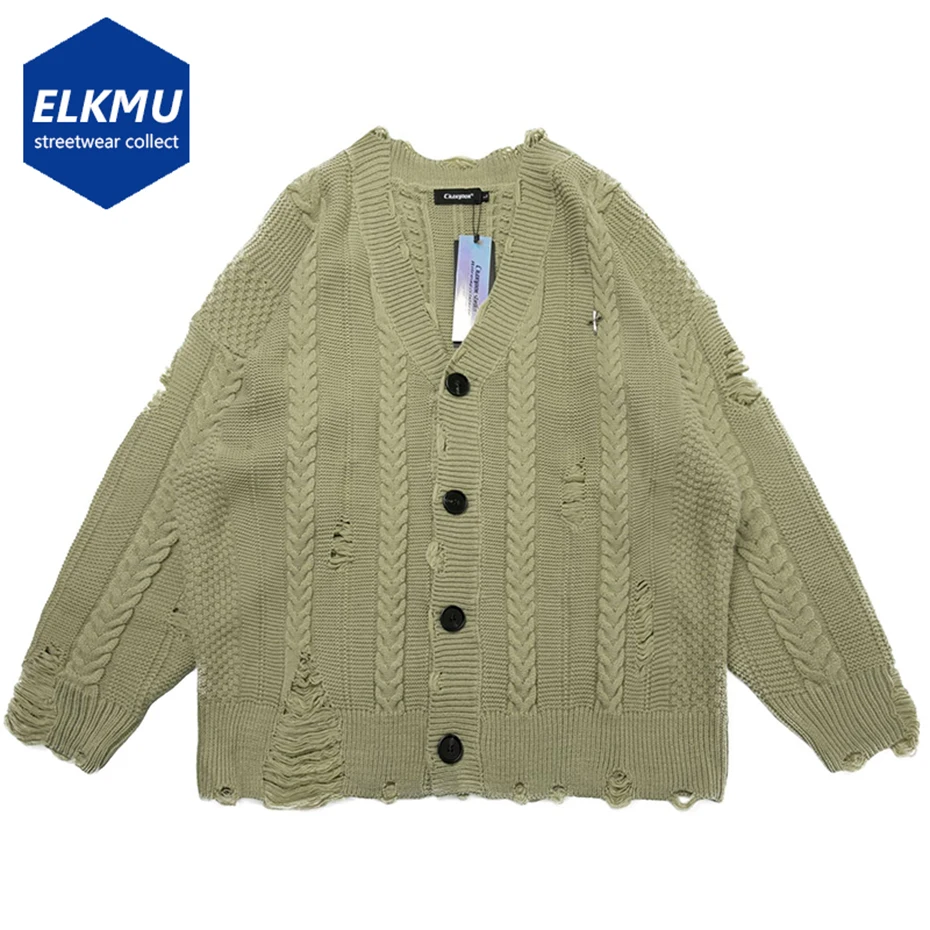 Вязаный кардиган Y2K в стиле панк винтажный Свитер оверсайз Харадзюку свитеры с