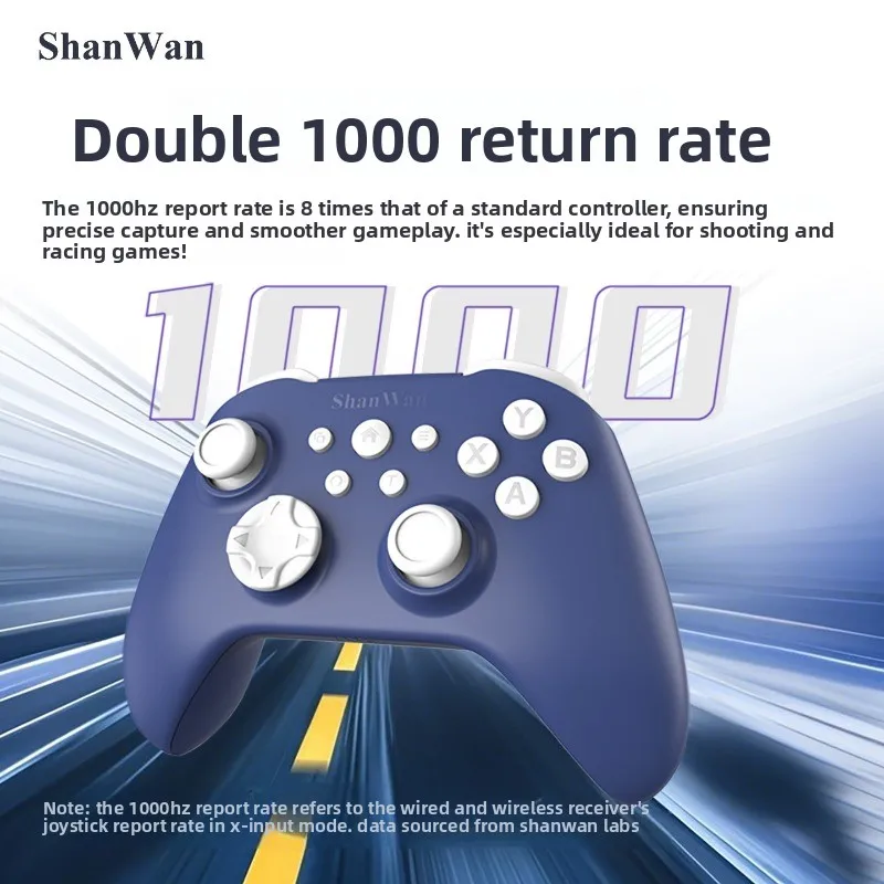 Фото Игровой контроллер ShanWan Q34B Bluetooth, три режима подключения, двойной джойстик Hall, частота опроса 1000 Гц, встроенный гироскоп, геймпад с низкой задержкой №3