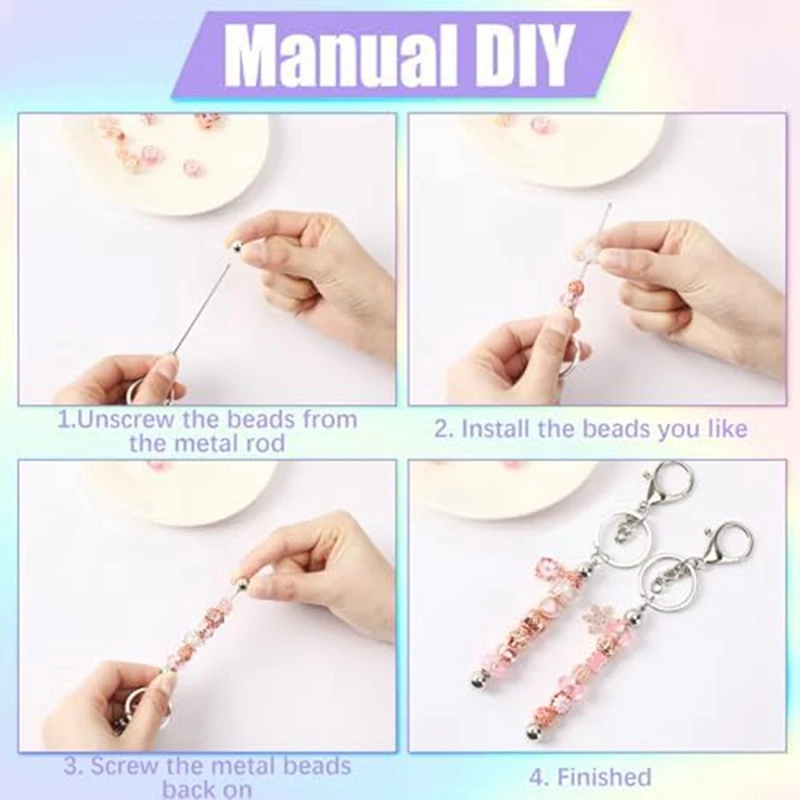 Набор металлических брелоков с бусинами для изготовления изделий своими руками