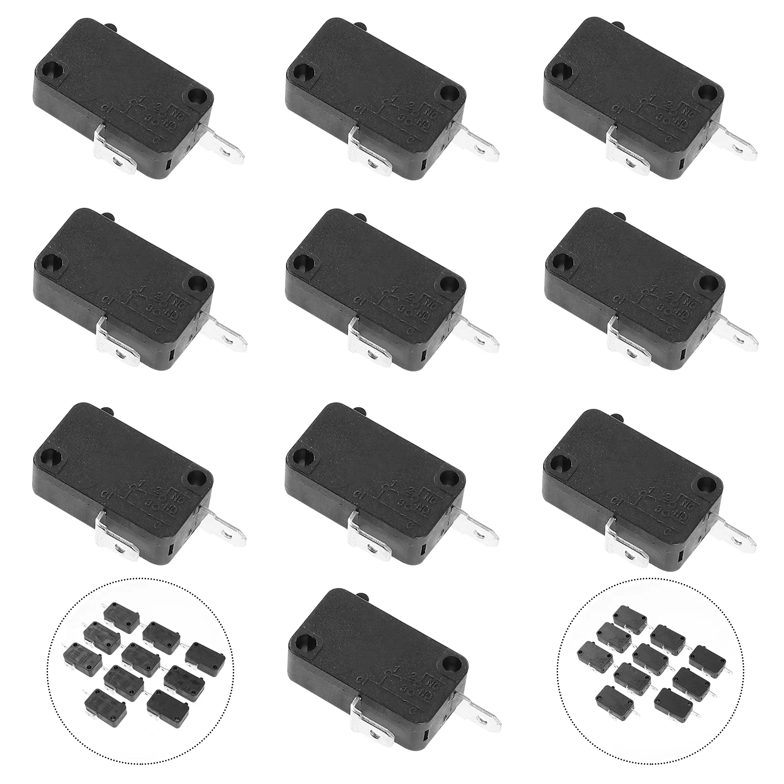 

10 Pcs Snap Buttons Micro Limit Switch Rice Cooker Microwave 16a Switches 3d Normally Open SPDT Action Oven