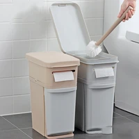 touchless bathroom trash can storage baskets eco friendly paper basket nordic narrow poubelle salle de bain cleaning supplies