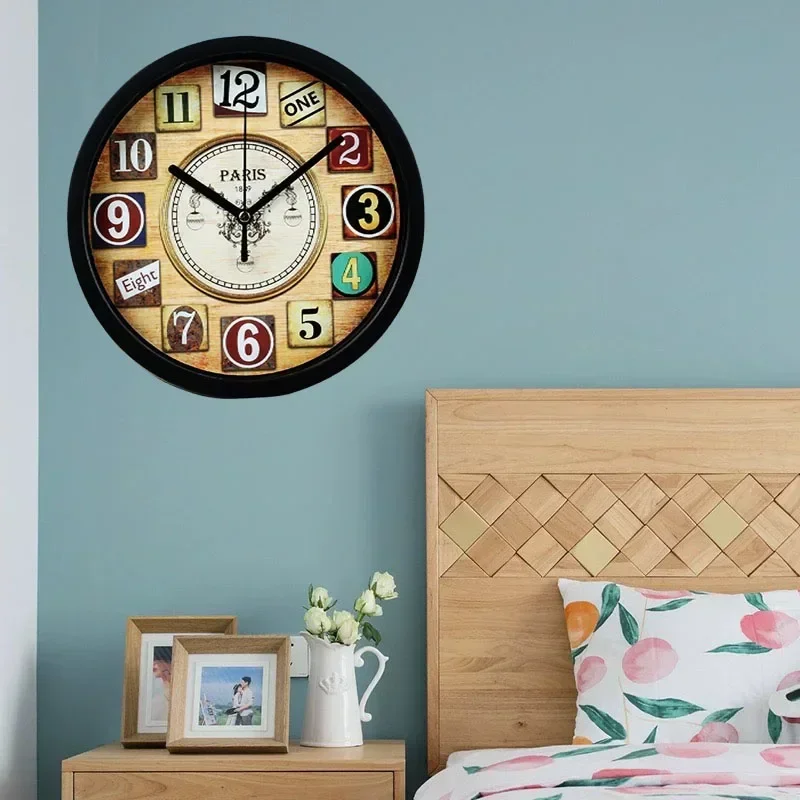 Круглые Настенные часы в стиле ретро Креативные украшения на стену с номерным