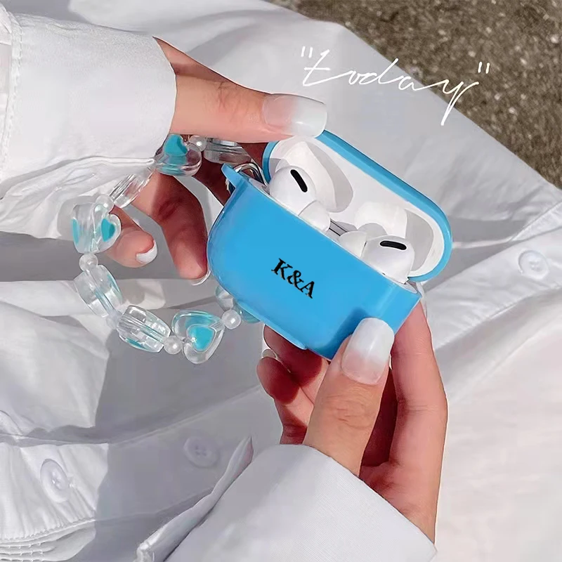 Чехол для наушников Airpods 1 2 3 Pro мягкий чехол с надписью имени заказчика в стиле