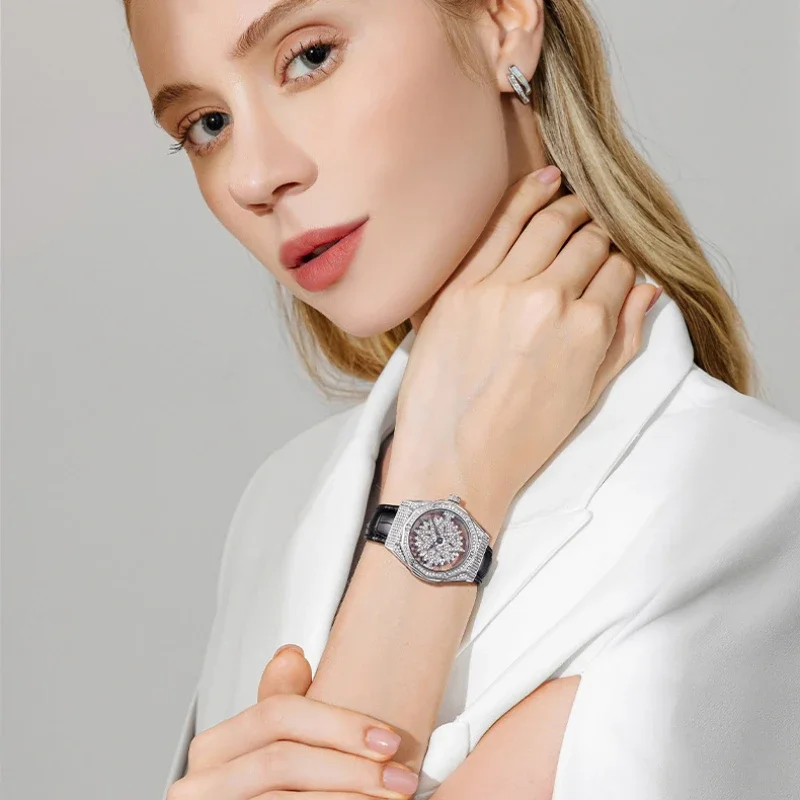 Женские наручные часы с кожаным ремешком водонепроницаемые кварцевые со