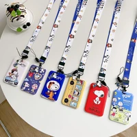 snoppy white dog cover with hang line cutting sleeve protective casing card bag pendant keychain gift