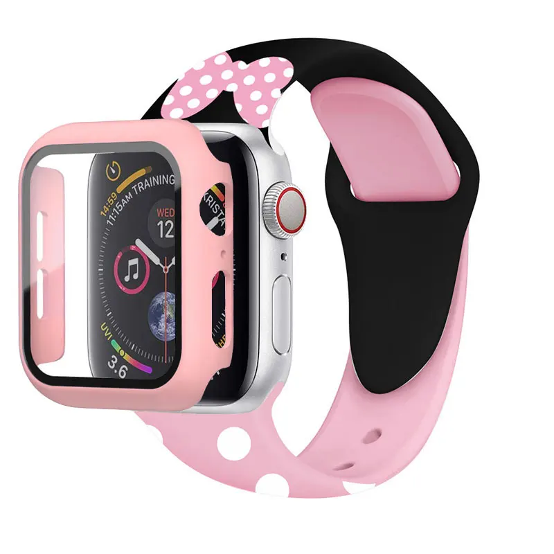 

Чехол и ремешок для Apple watch band 44 мм 40 мм 42 мм 38 мм, силиконовый браслет для iWatch series 3 4 5 6 SE 7 band 45 мм