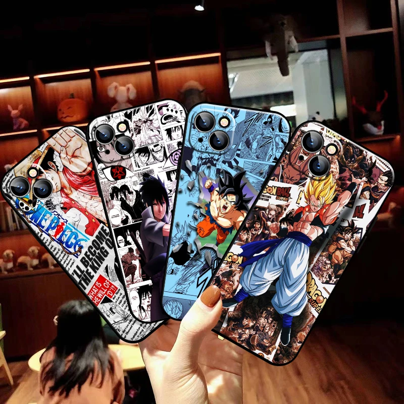 

Dragon Ball Naruto One Piece For Apple iPhone 13 12 11 Pro Max 13 12 Mini X XR XS Max SE 5 6 6S 7 8 Plus Phone Case Back Black