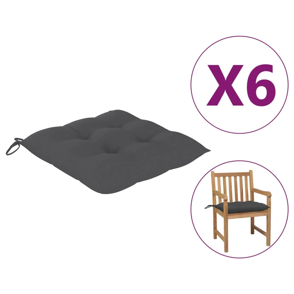 

Chair pads 6 pcs charcoal 50x50x7 cm fabric