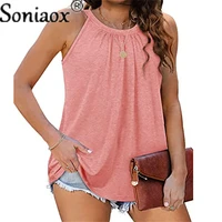 2022 summer women casual loose tank tops female fashion vest halter neck top ladies solid color sleeveless camisoles t shirt