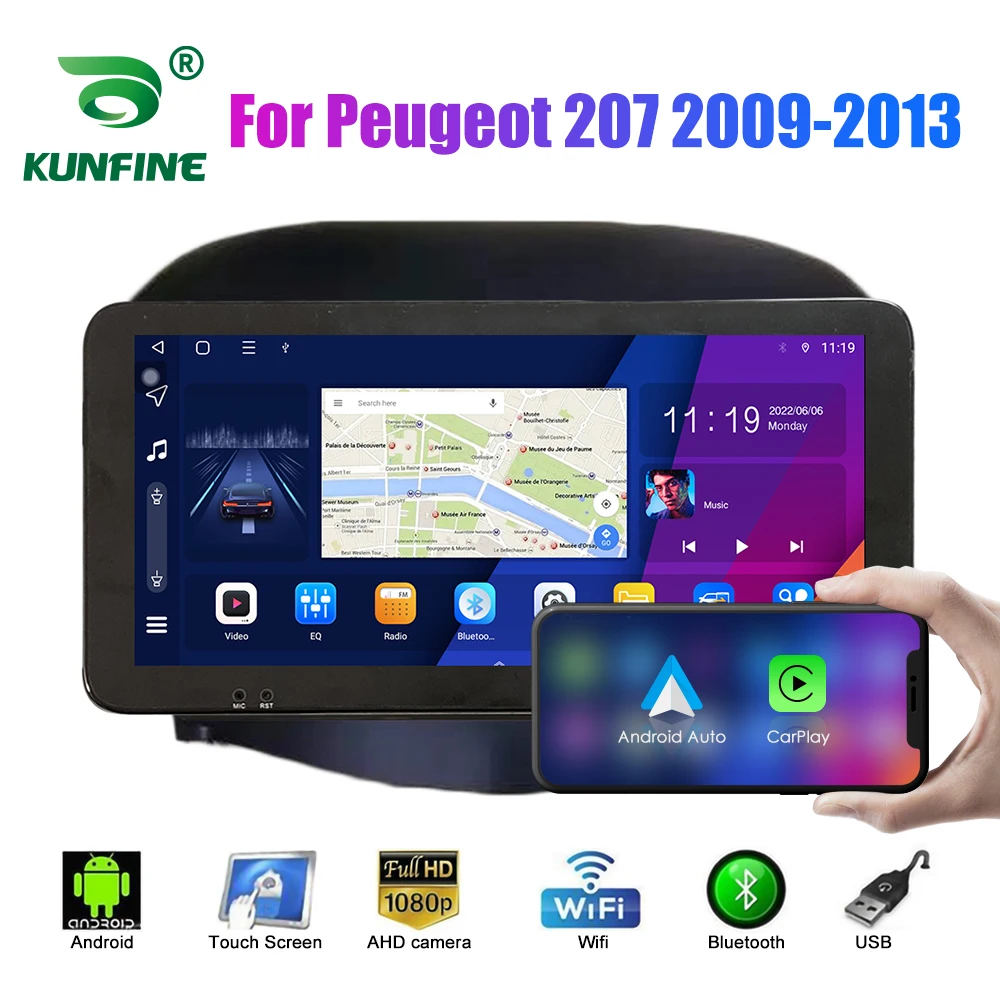 

Автомобильный радиоприемник 10,33 дюйма для Peugeot 207 2009-2013 2Din Android Восьмиядерный автомобильный стерео DVD GPS навигатор плеер QLED экран Carplay