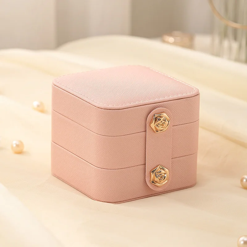 Mutifunctional Jewelry Box Portable Leather Jewellery Case Three Layer Display Jewelry Storage Organizer Earrings Necklace Boxes