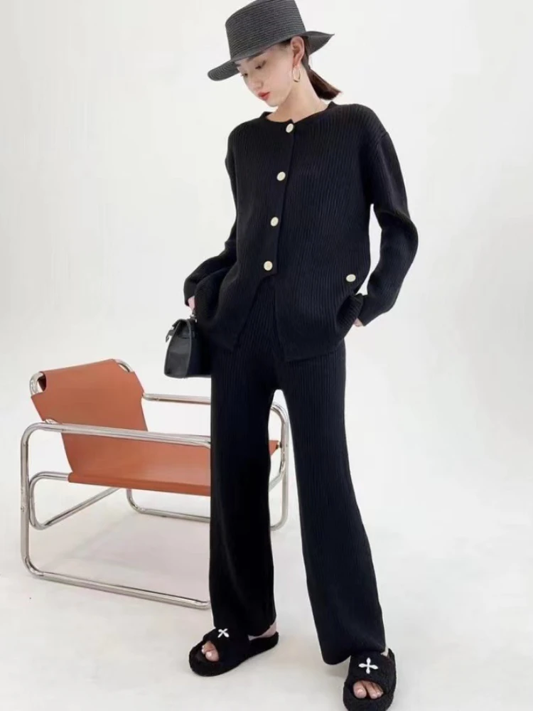 

Elegant Long Sleeve Fairty Plaid Pullover Two Piece Set Women Autumn Winter Solid Color Sweet Korean Fashion Pant Set 2022