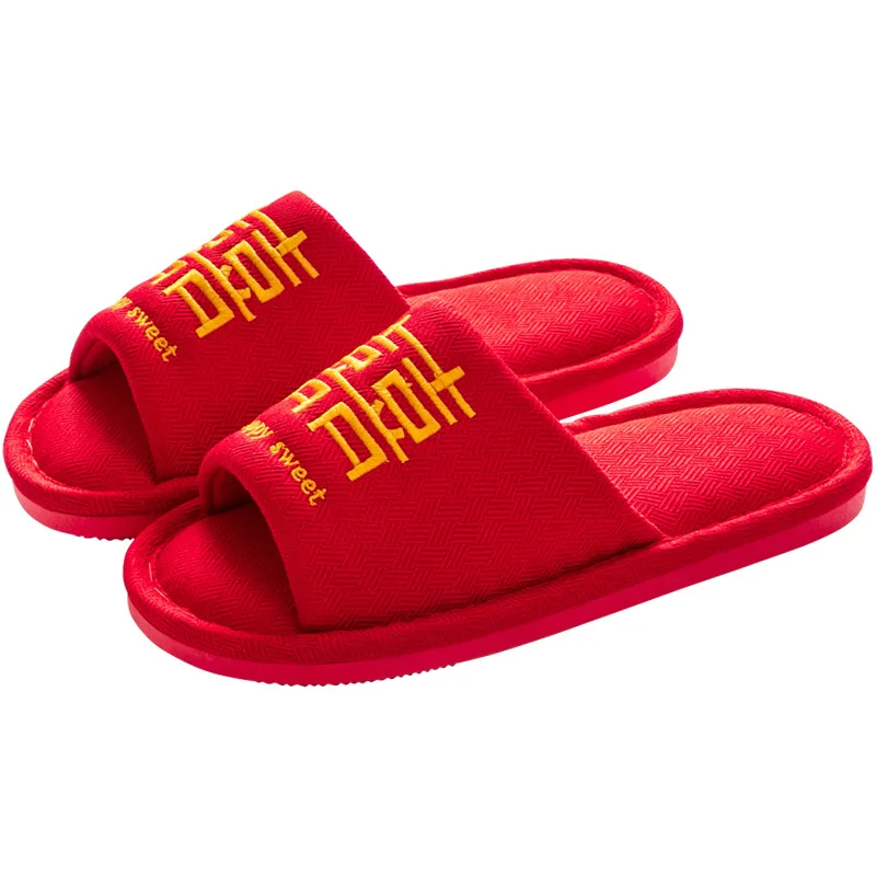 2022 Slippers Four Seasons New Married Couple Wedding Indoor Celebrations Floor Home Happy Summer Cotton Slippers