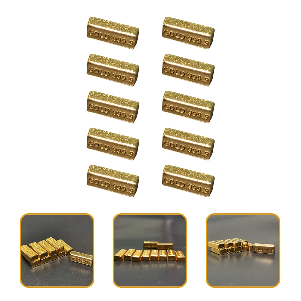 

10pcs Mini Gold Bullion Model Dollhouse Mini Fake Gold Brick Miniature Gold Bar