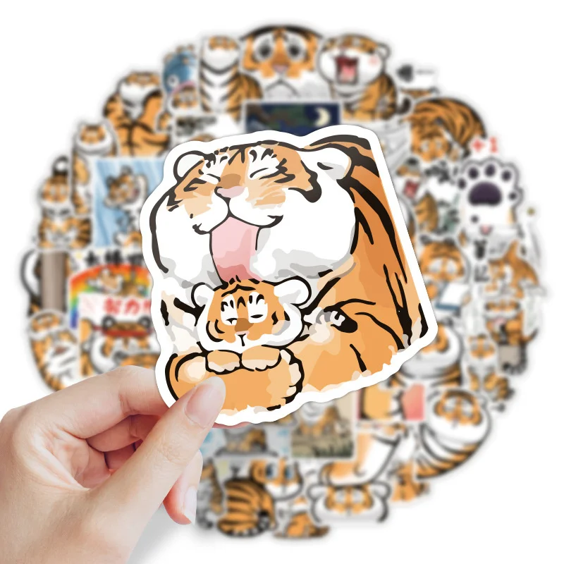 

50/pcs Cute Tiger Animal Graffiti Stickers Cartoon Decals Kids Toy DIY PVC Diary Suitcase Scrapbook Phone Laptop Bike Stickers