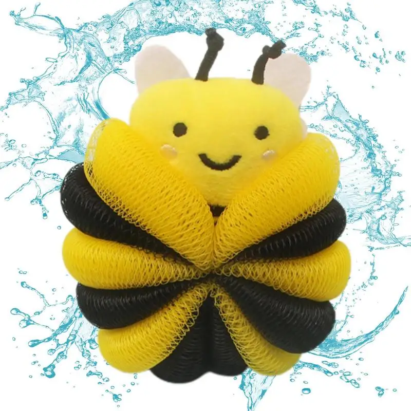 

Bathroom Bath Balls Washing Sponges Body Scrubber Bath Sponge Gentle Shower Supplies Bee Shape Mesh Bath Ball Kids Washing