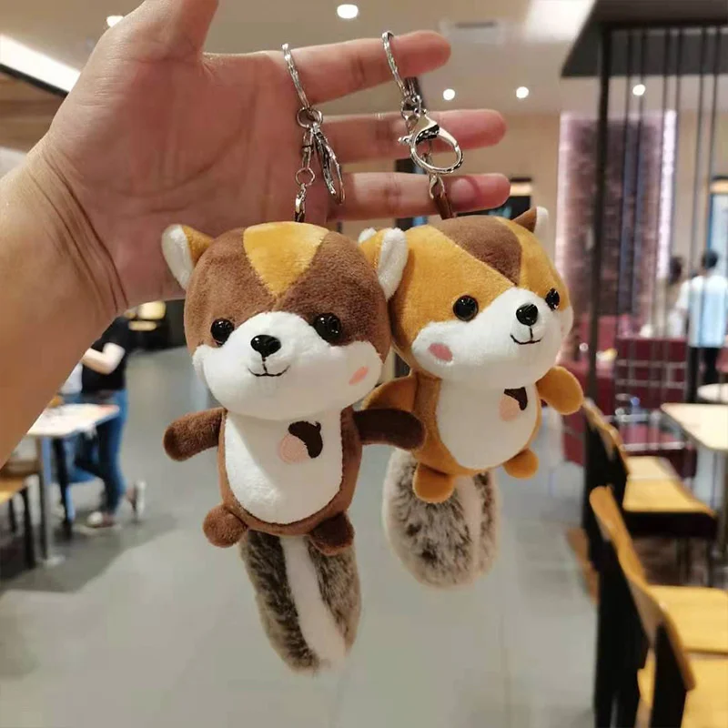 

Large about 10CM multicolor squirrel plush toy keychain children stuffed doll gift plush toy doll schoolbag pendant bag keychain