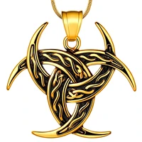 celtic knot necklace viking pendant celtic norse triple odin horns crescent moon of oden horn necklace mens gothic accessories