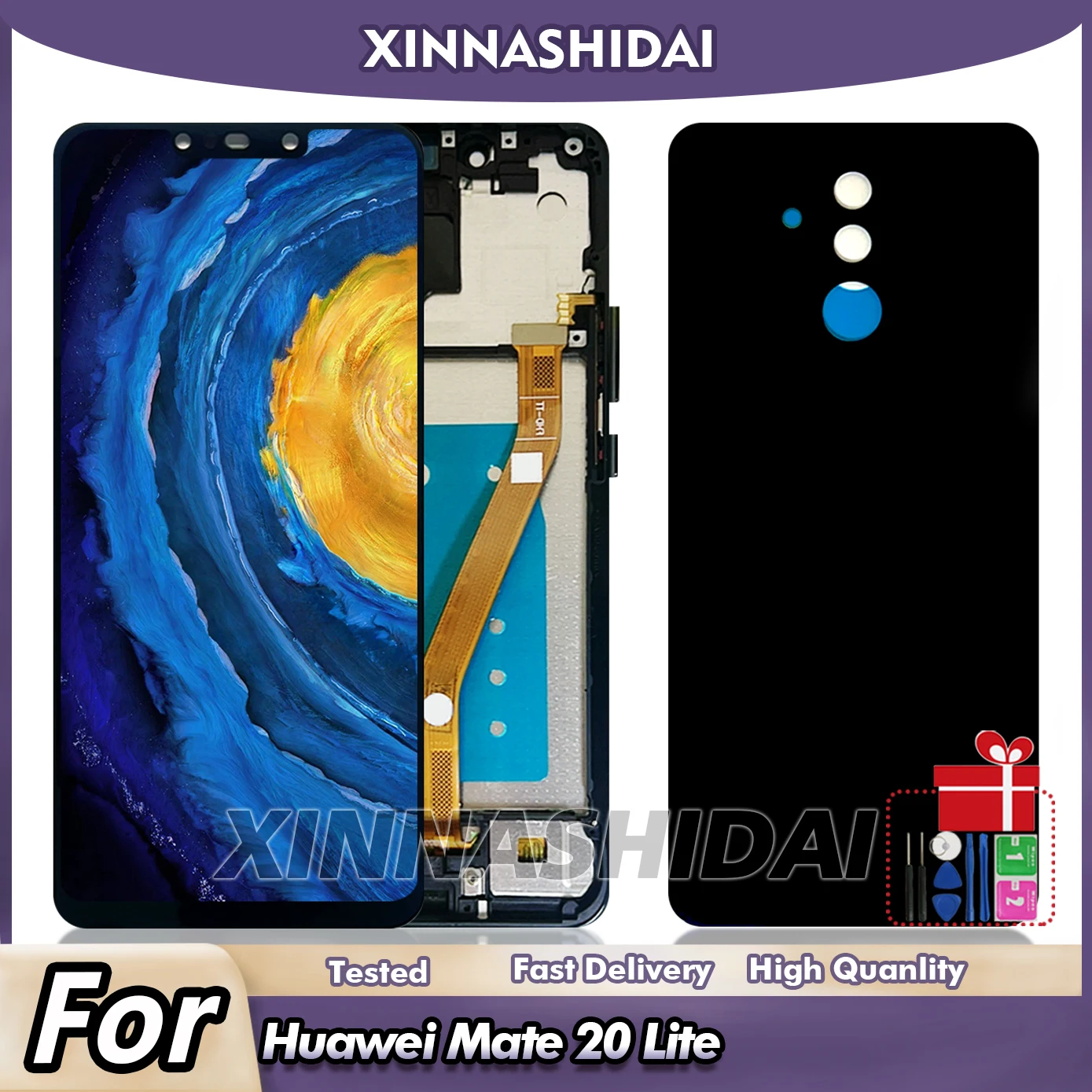 Фото 6,3-дюймовый ЖК-дисплей AAA+ для Huawei Mate 20 lite, сенсорный ЖК-экран с рамкой и крышкой аккумулятора, дигитайзер в сборе №2