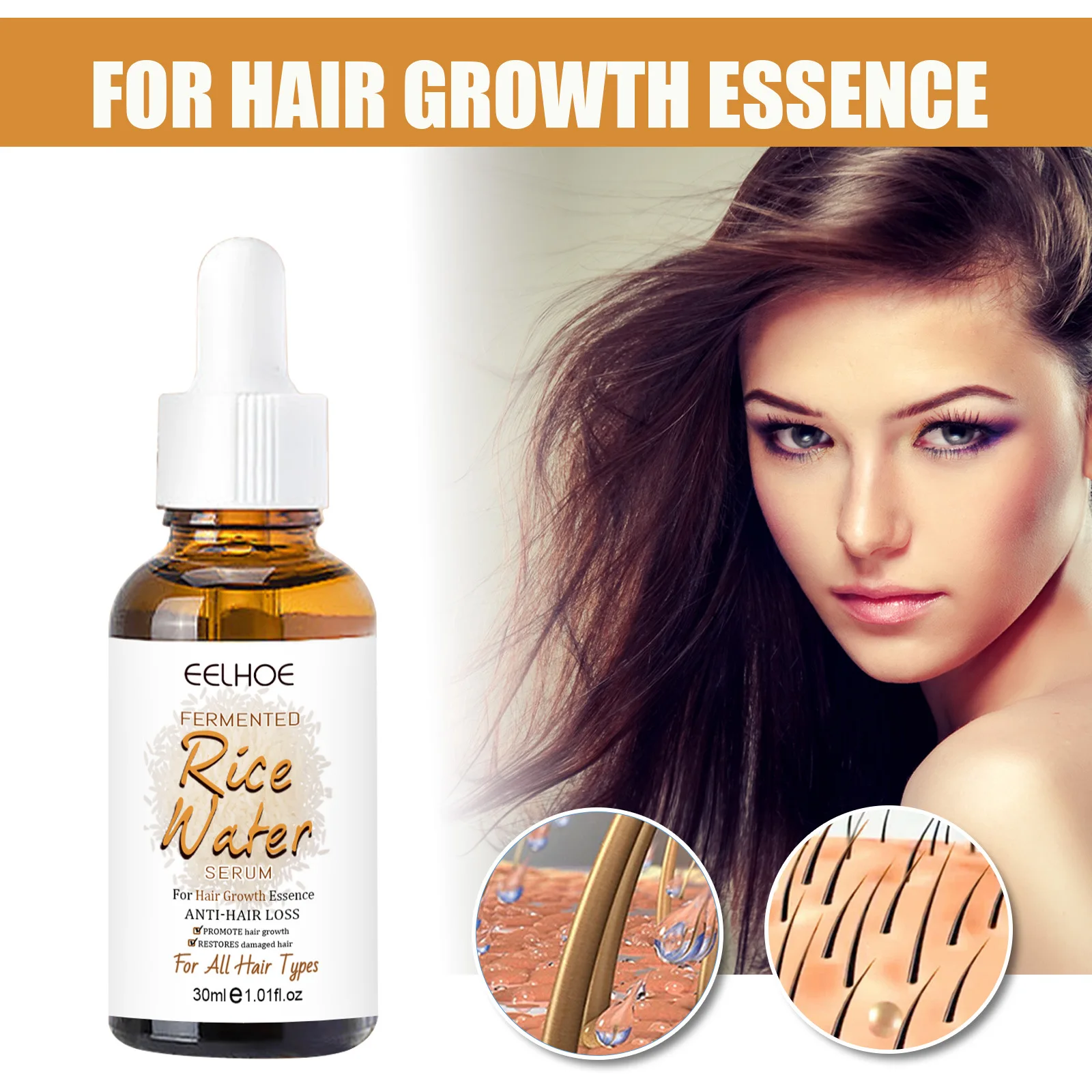 Eelazada-tratamiento anticaída de cabello Unisex, Champú Acondicionador de arroz, suero de crecimiento rápido, más largo, grueso y flexible para el cuidado del cabello, Envío Gratis