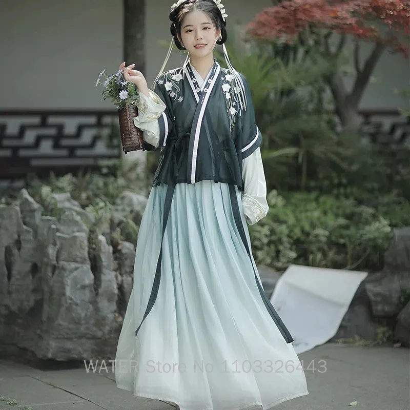 Женские старинные костюмы акваханьфу китайские традиционные платья зеленого