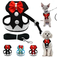 mesh small dog harness nylon breathable puppy dog evening dress harness vest pet walking harnesses leash set for small dogs cat