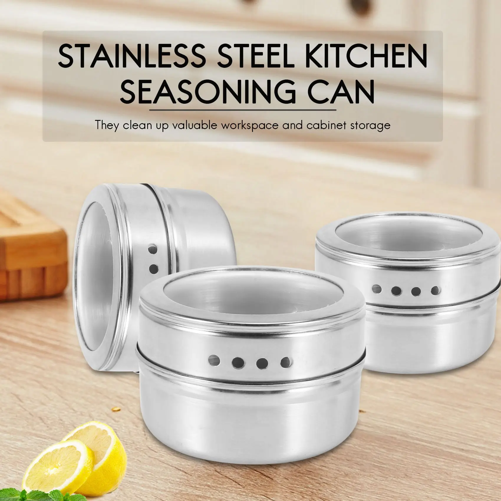 

12 шт./набор, Магнитные Банки для специй, из нержавеющей стали