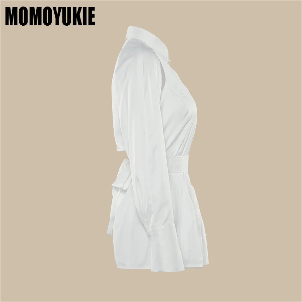 Женская блузка с длинным рукавом элегантная белая рубашка лето 2023