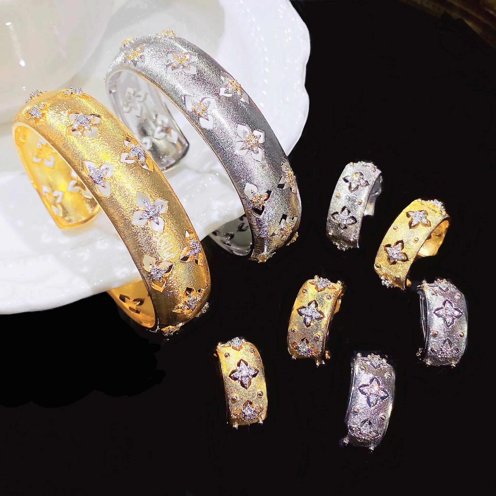 Дропшиппинг роскошный браслет в стиле Bucce матовый золотой стальное полое кольцо