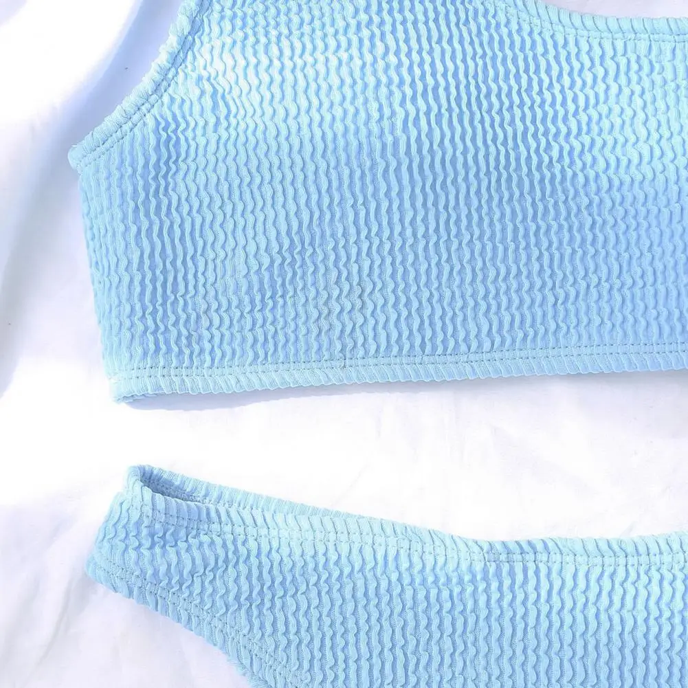 2 шт./компл. комплект бикини на одно плечо мягкий удобный купальник с высокой