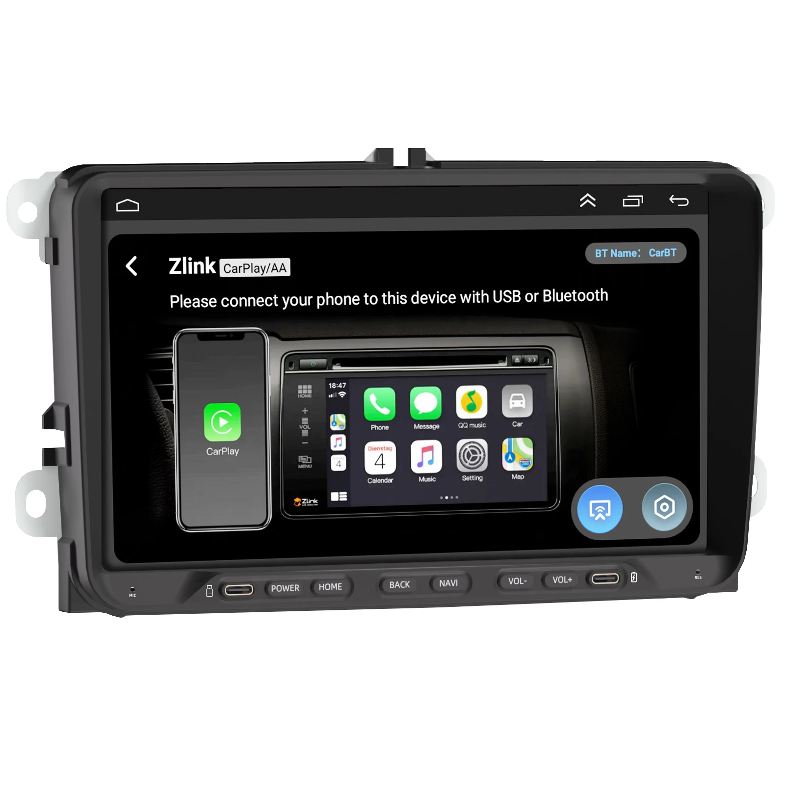 Фото 9-дюймовая автомагнитола Android для Volksbottom Edge, 6 кнопок, CarPlay, Android Auto, GPS-навигация, Bluetooth, управление с руля №3
