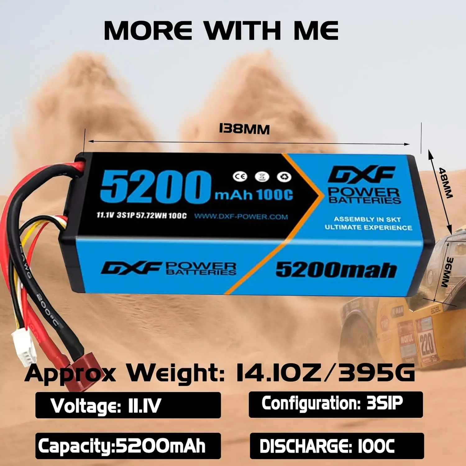 Фото DXF 5200 мАч 3S Lipo аккумулятор 11,1 В 100C с разъемом Deans/T жесткий чехол для радиоуправляемого автомобиля, лодки, грузовика, вертолета, самолета №2